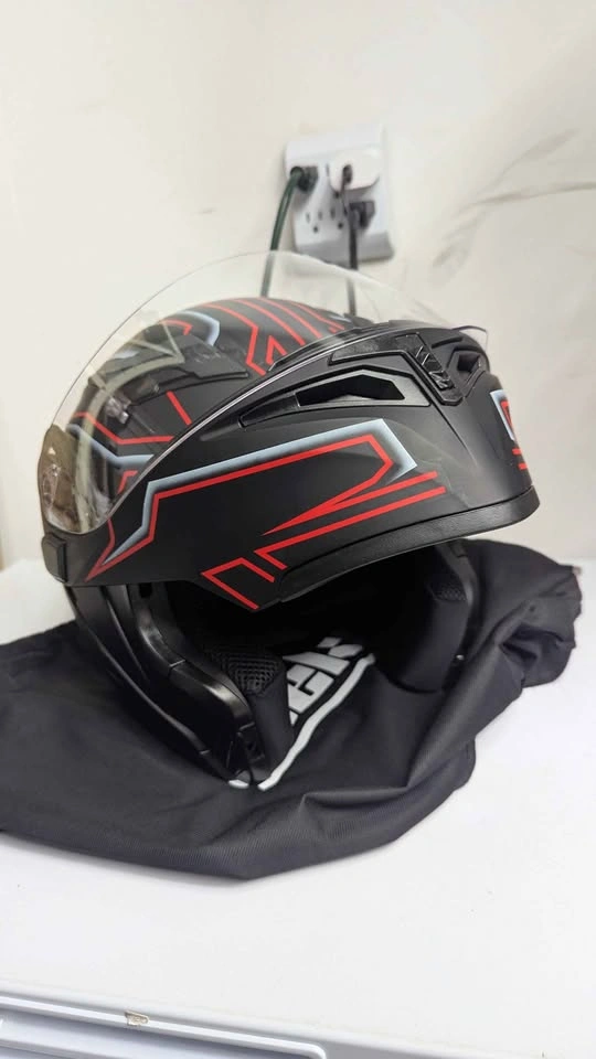 Motorcycle Helmet Black Red Grey Size XL - photo 5