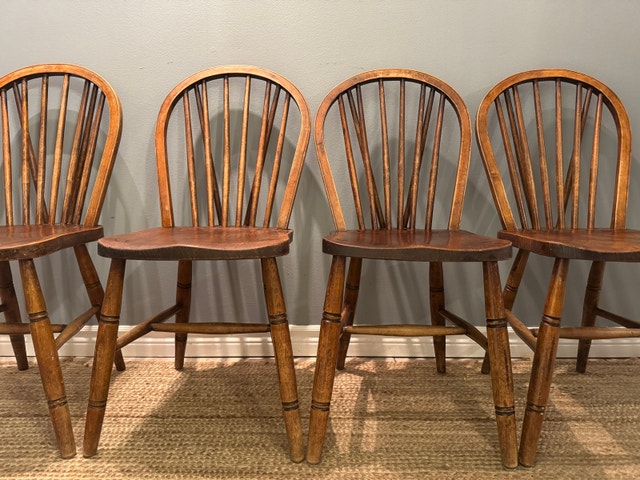 Antique Victorian Hoop Back Windsor Chairs - set of 4