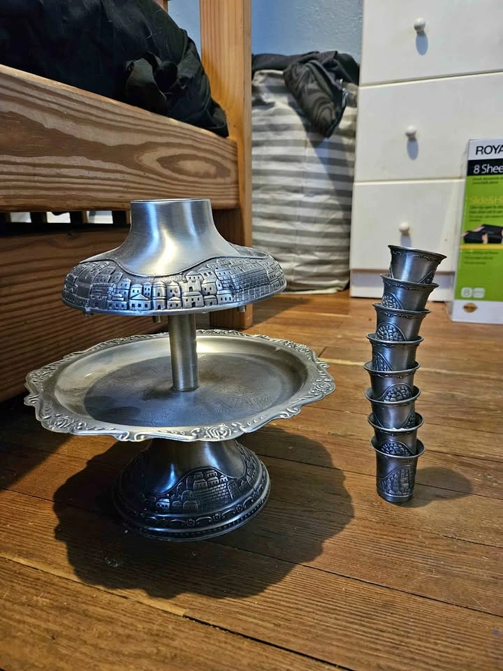 Vintage Pewter Multi-Shot Dispenser & Cups