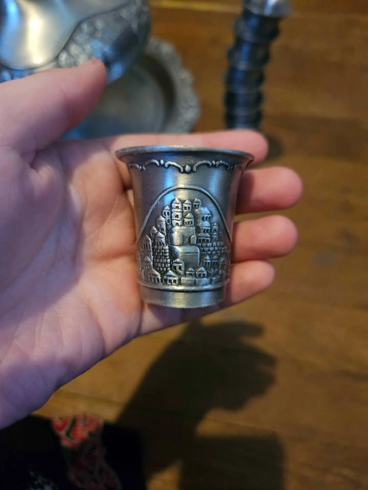 Vintage Pewter Multi-Shot Dispenser & Cups - photo 3