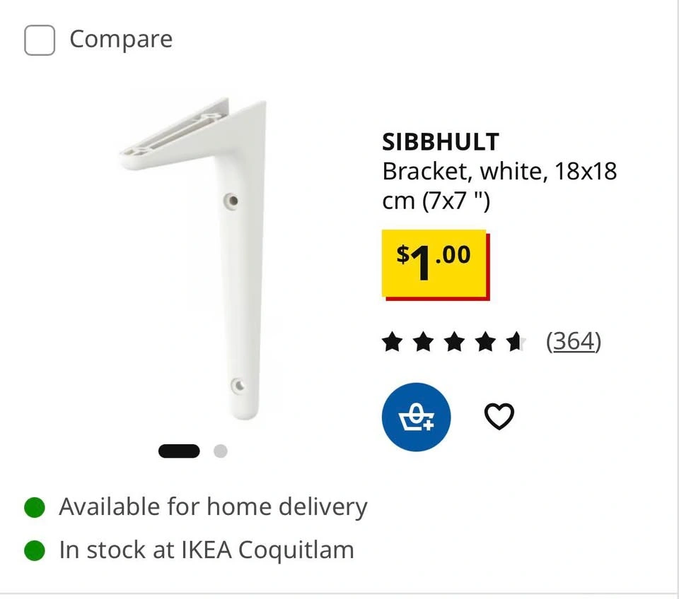 IKEA BURHULT white shelf with brackets - photo 2