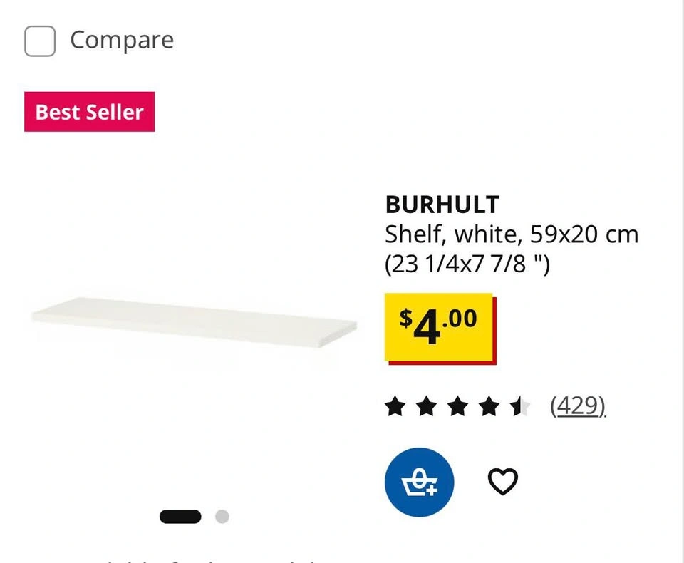 IKEA BURHULT white shelf with brackets - photo 3