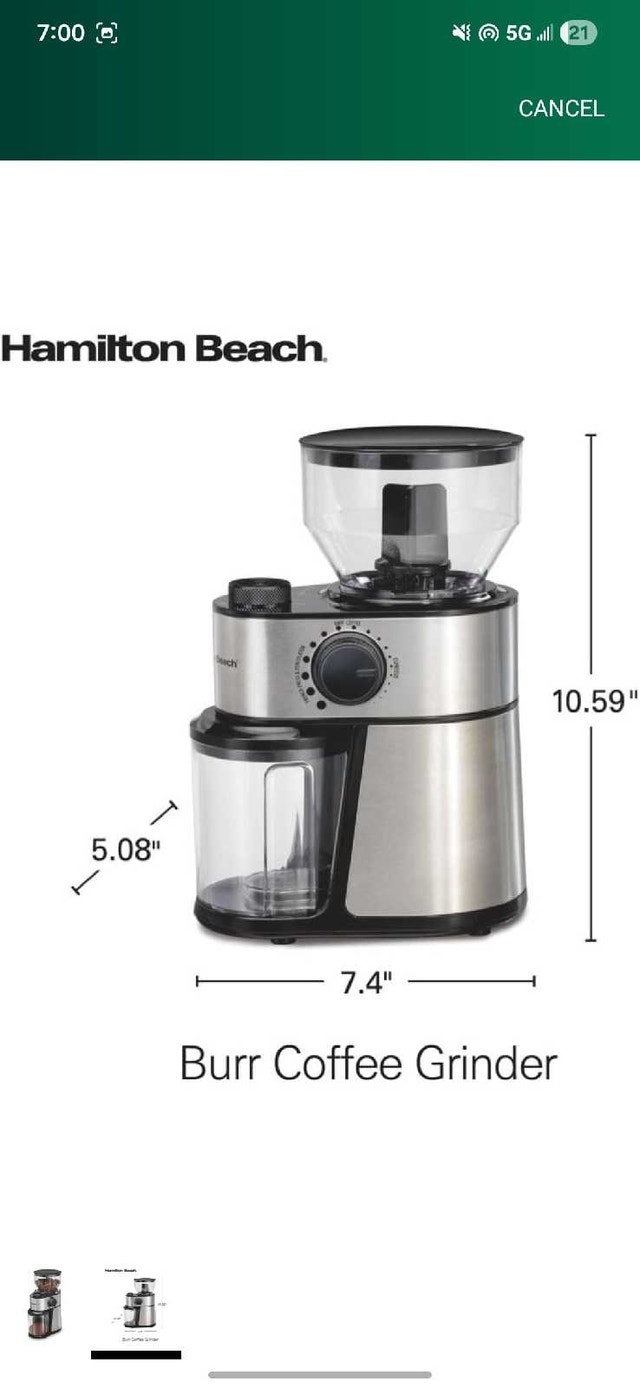 Hamilton Beach Burr Coffee Grinder, Brand New - photo 3
