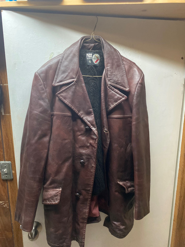 Vintage Rice Sportswear 70s Leather Coat Hipster Mod Men 40