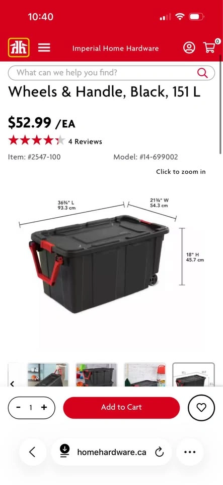 40 Gallon Heavy-Duty Wheeled Storage Tote - photo 3