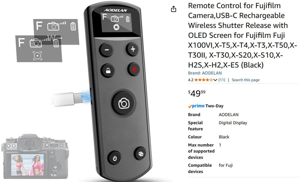 Wireless Shutter Remote for Fujifilm Cameras – USB-C Rechargeabl - photo 2