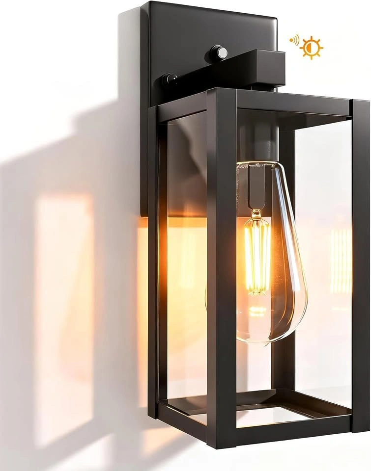 Dusk to Dawn Outdoor Wall Light - Matte Black, Auto Sensor