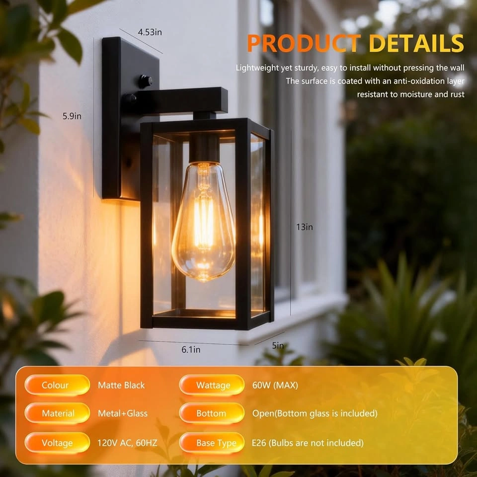 Dusk to Dawn Outdoor Wall Light - Matte Black, Auto Sensor - photo 4