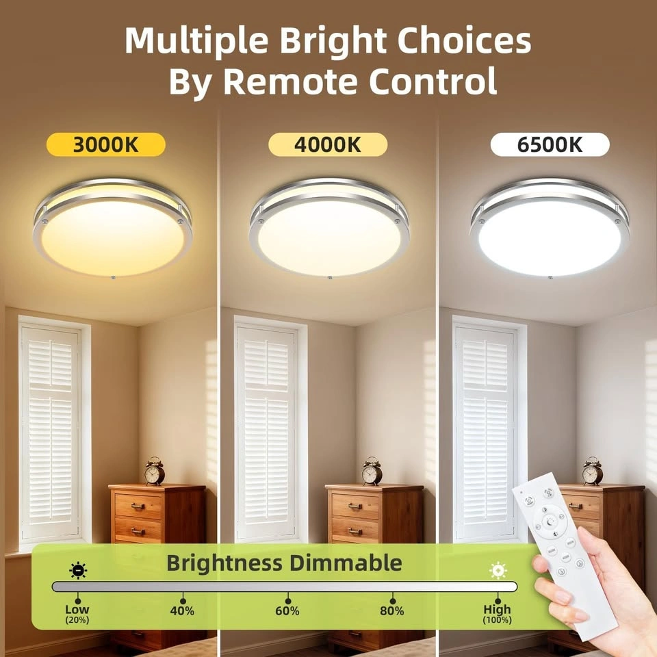 10" LED Flush Mount Ceiling Light – Dimmable, 3000K-6500K, Remot - photo 3