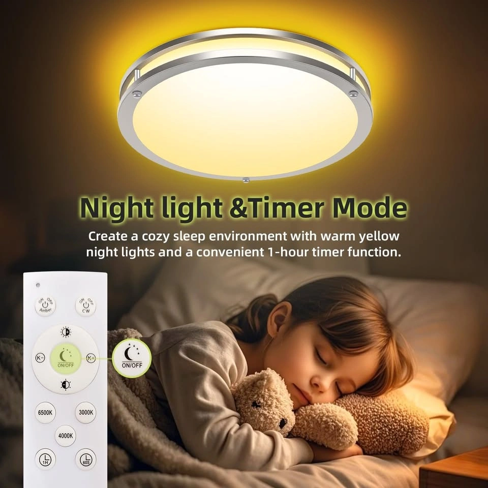 10" LED Flush Mount Ceiling Light – Dimmable, 3000K-6500K, Remot - photo 4