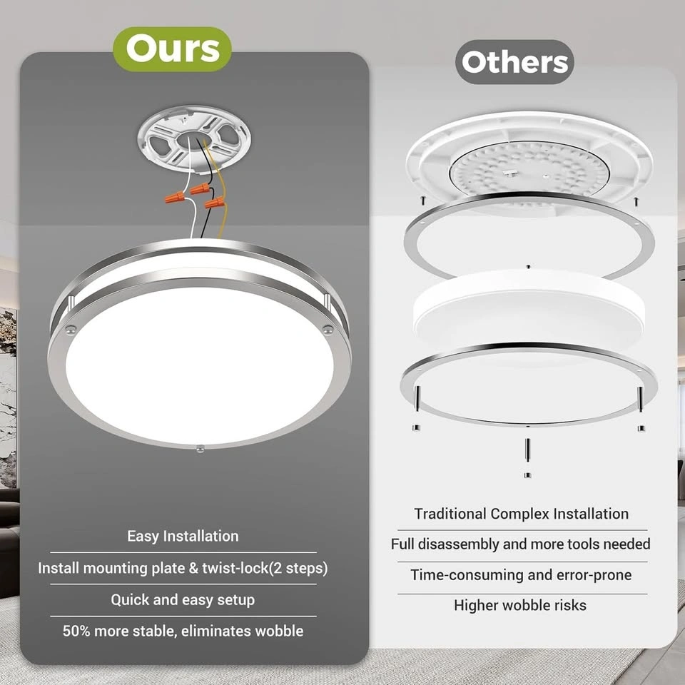 10" LED Flush Mount Ceiling Light – Dimmable, 3000K-6500K, Remot - photo 5