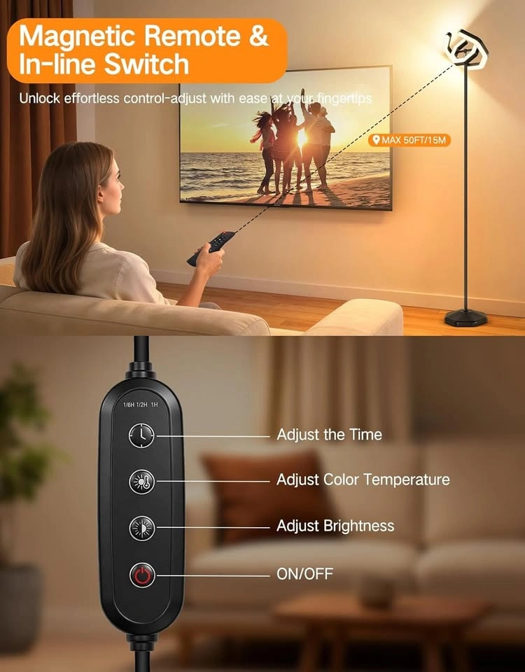 3000LM LED Torchiere Floor Lamp – Dimmable, 2700K-6500K, Remote - photo 4