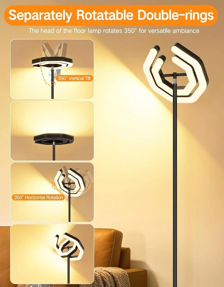 3000LM LED Torchiere Floor Lamp – Dimmable, 2700K-6500K, Remote - photo 5