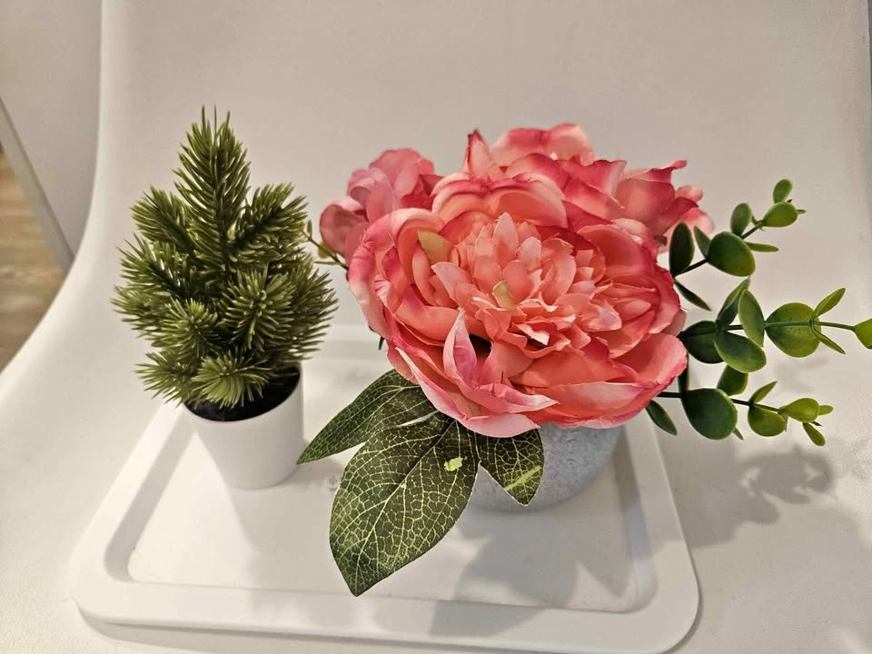 Flower & Mini PineTree Decoration with plate