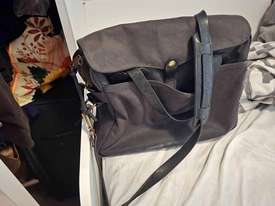 Filson Waxed Canvas Briefcase Black Vintage