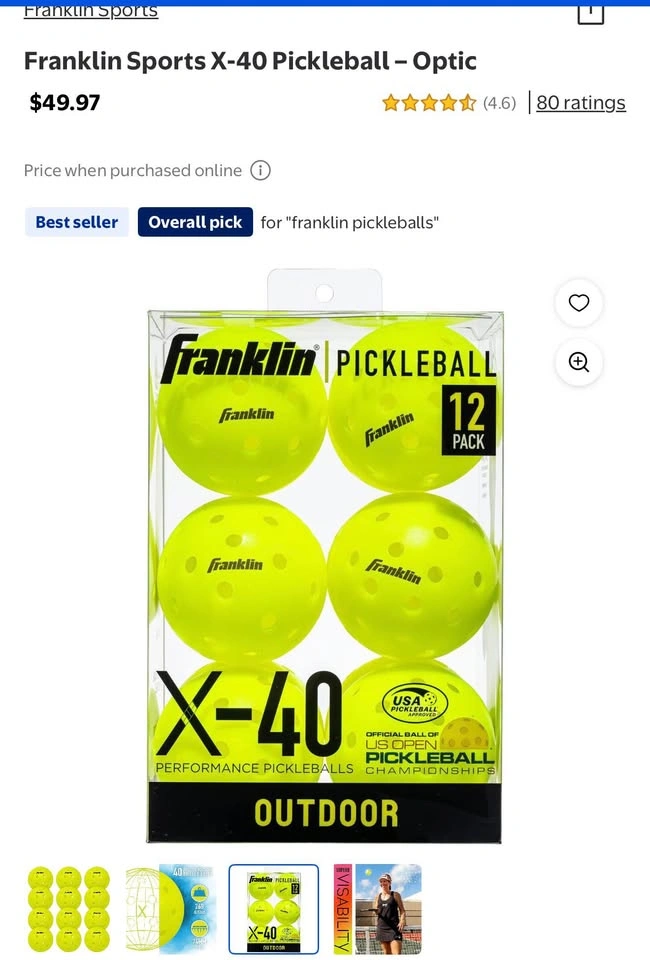 Franklin X-40 Outdoor Pickleballs 12 Pack - photo 2