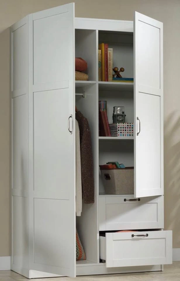 White wardrobe w/drawers and clothes rack - photo 2