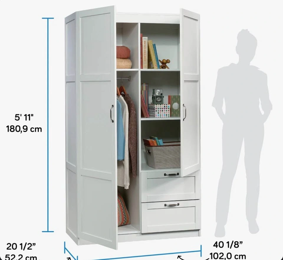 White wardrobe w/drawers and clothes rack - photo 5