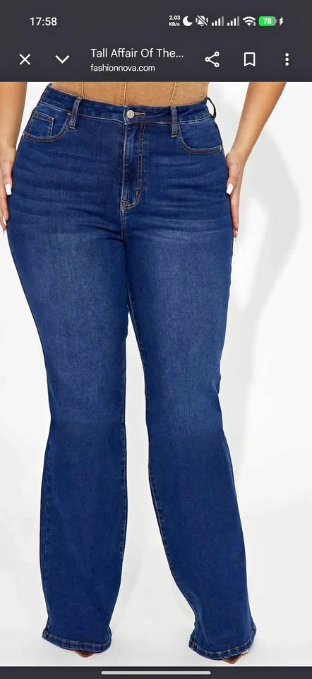 3XL/ 22 Plus 37' Inseam Tall Flare Stretch Jeans - Dark Wash