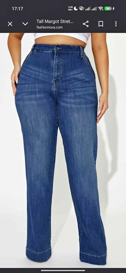 3XL/ 22 Plus 36' Inseam Tall Stretch Trouser Jeans - Dark Wash