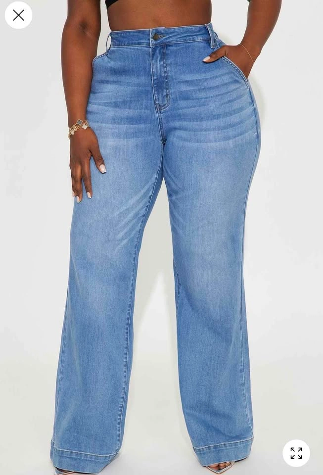 3XL/ 22 Plus 36' Inseam Tall Stretch Trouser Jeans - Medium Wash