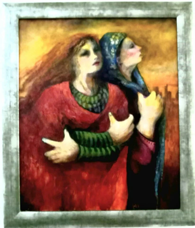 Mid-century original oil painting 28"x 24" - $35 firm