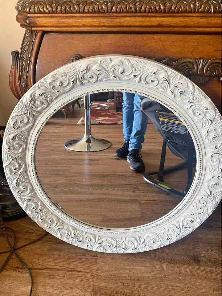 Cream Round Mirror