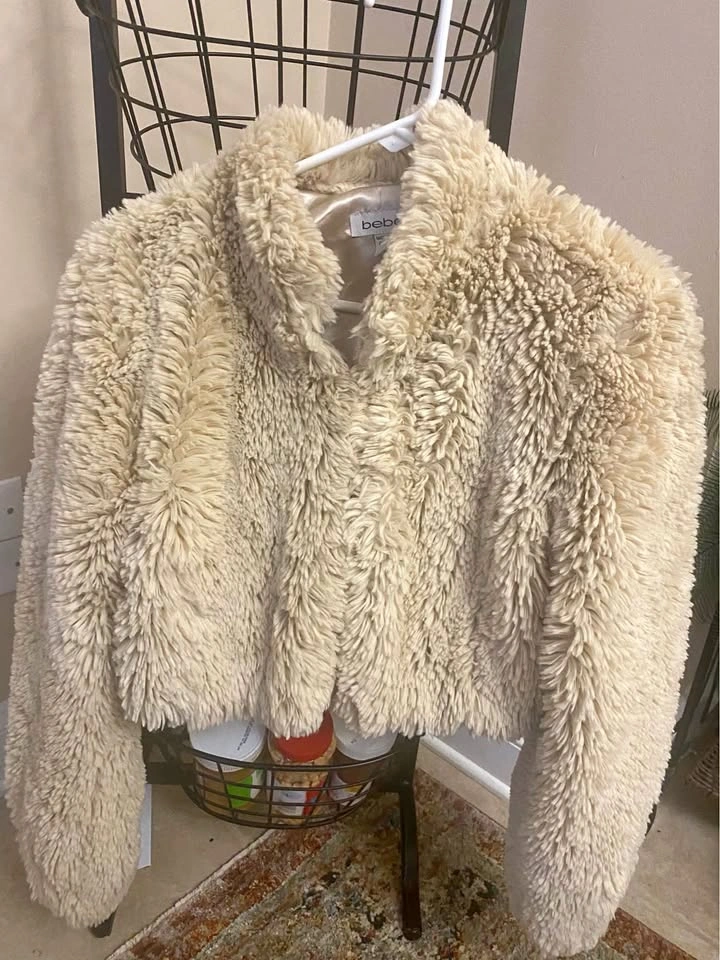 Bebe Cream Fuzzy Jacket Sz. M-L