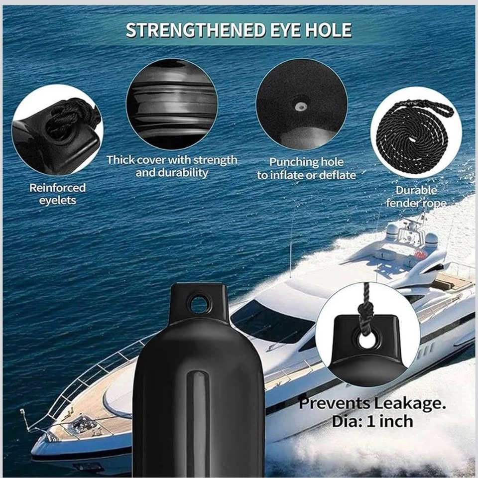 Boat Fenders 4 Pack 4.5x16 Inch Inflatable Ribbed Marine Boat - photo 4