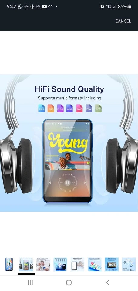 80GB MP3 Player with Bluetooth WiFi, 4" MP3 Player w/ Spotify - photo 5