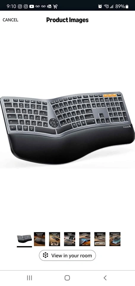 ProtoArc Backlit Wireless Ergonomic Keyboard EK01 Plus