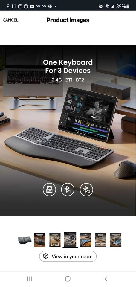 ProtoArc Backlit Wireless Ergonomic Keyboard EK01 Plus - photo 4