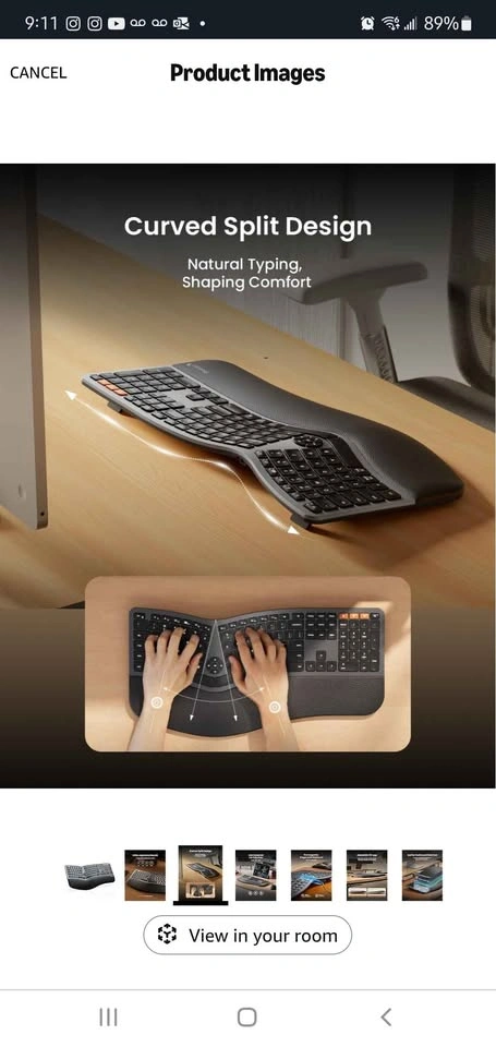 ProtoArc Backlit Wireless Ergonomic Keyboard EK01 Plus - photo 5