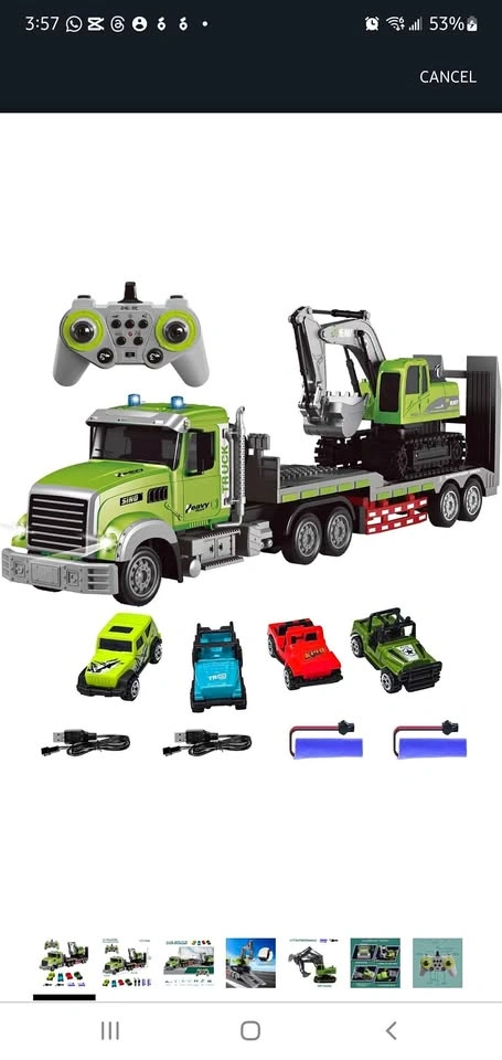 Fistone RC Semi Truck & Excavator Toy Set