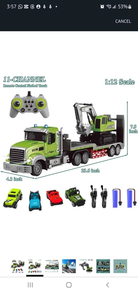 Fistone RC Semi Truck & Excavator Toy Set - photo 2