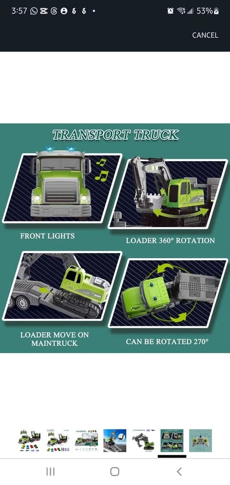Fistone RC Semi Truck & Excavator Toy Set - photo 4