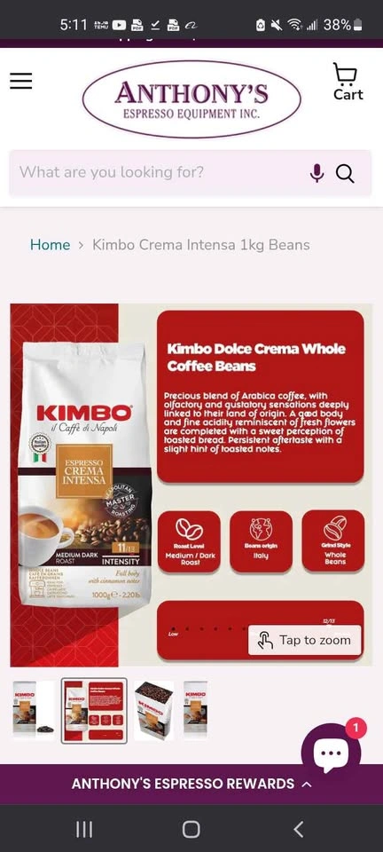 KIMBO 1kg Espresso Coffee Beans - photo 3