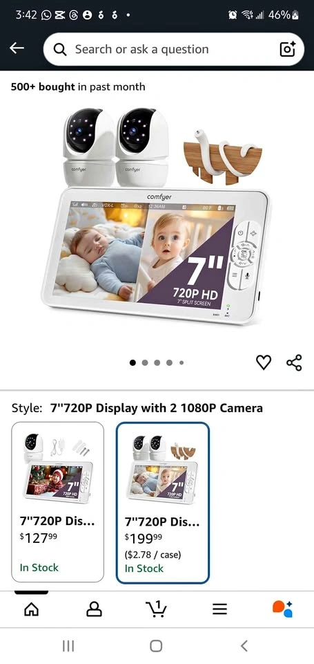 7" HD Split-Screen Baby Monitor with 2 Cameras