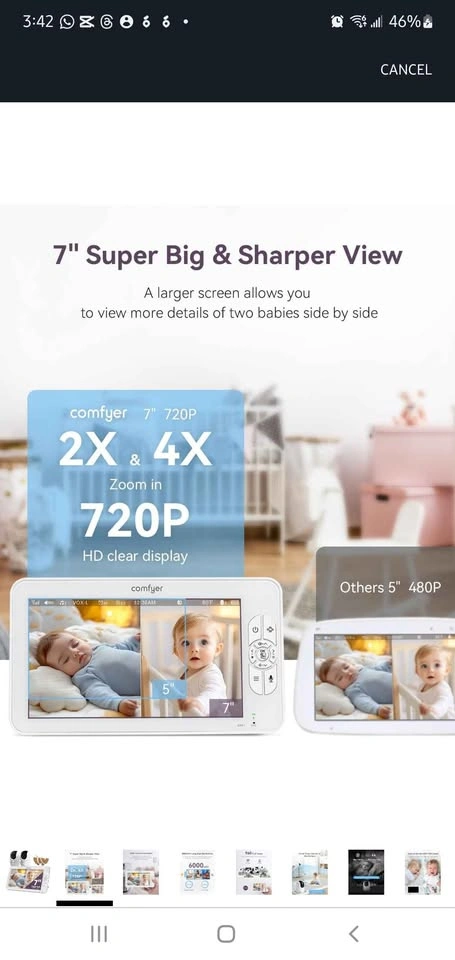 7" HD Split-Screen Baby Monitor with 2 Cameras - photo 5