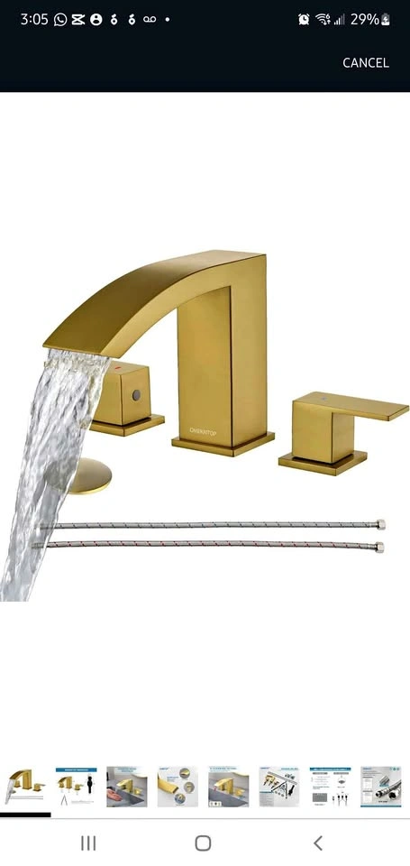 Brushed Gold Waterfall Bathroom Faucet