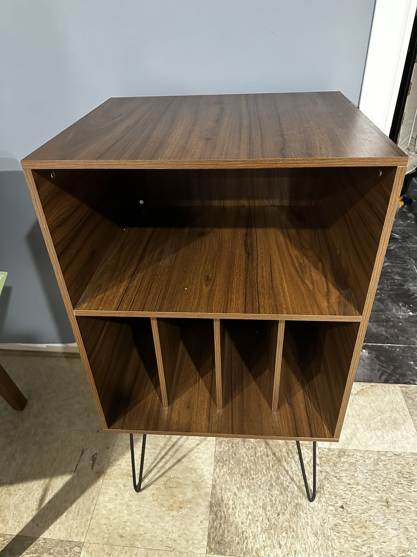 Mid Century Modern Record Player Stand with Storage