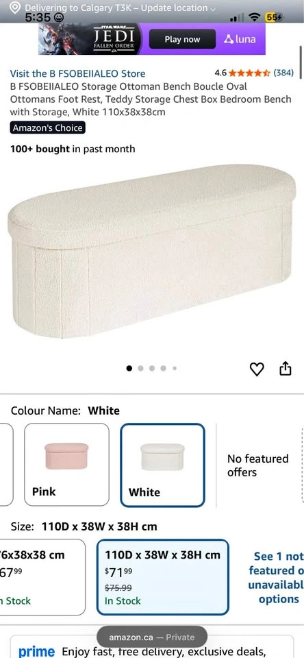Ottoman bench in beautiful cream/white teddy fabric - photo 2
