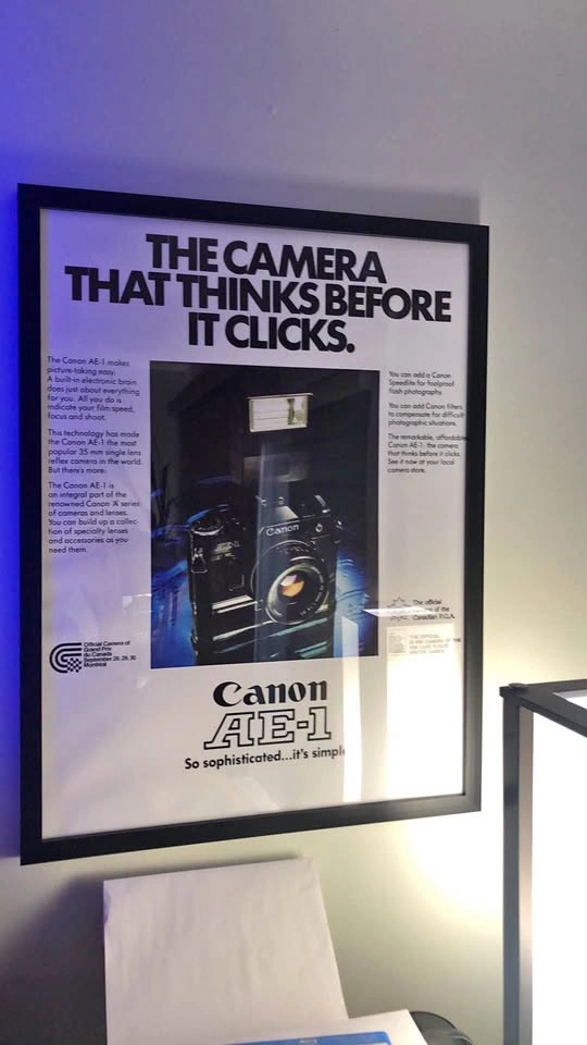 Vintage Canon AE-1 SLR Camera Poster (1979) - 18x24" - Like New