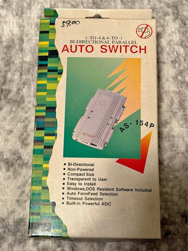 Vintage AUTO DATA SWITCH BUFFER HIGH SPEED 4 TO 1 SWITCH BOX SER