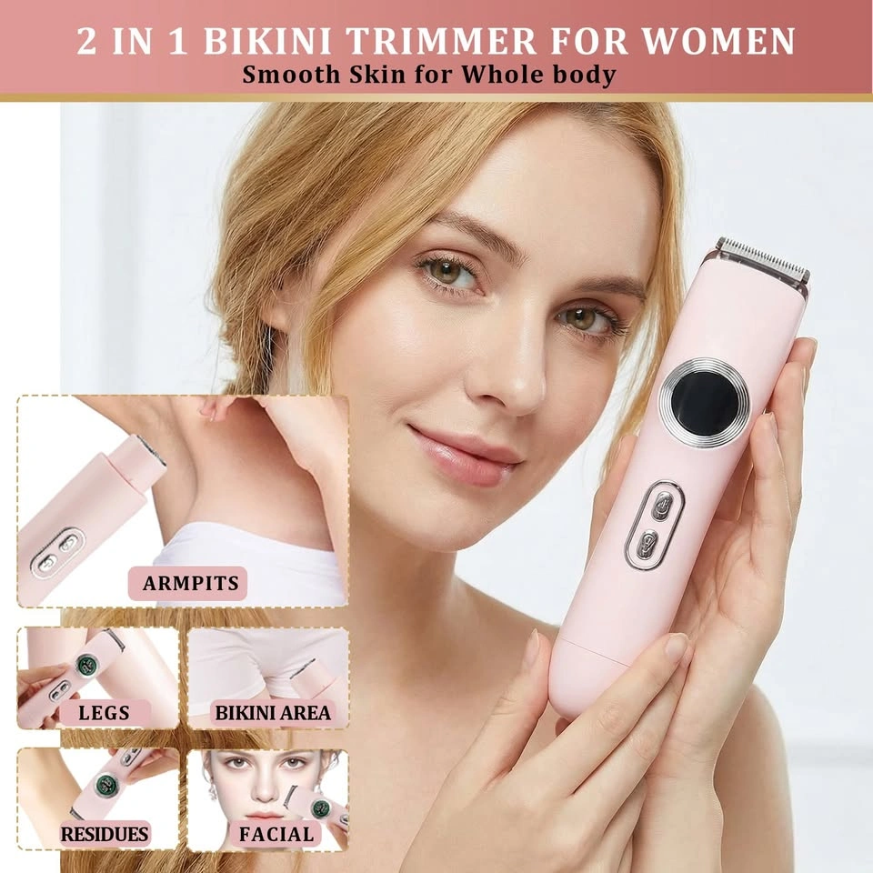 Pink 2-in-1 Dual Head Bikini Trimmer for Women USB-C Waterproof - photo 2