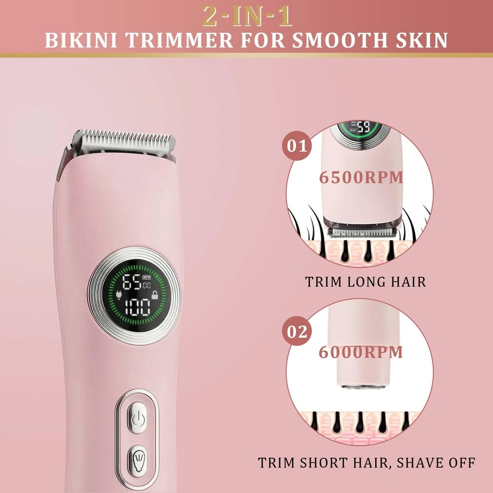 Pink 2-in-1 Dual Head Bikini Trimmer for Women USB-C Waterproof - photo 3