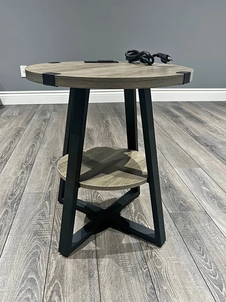 Modern End Table - Grey Wash