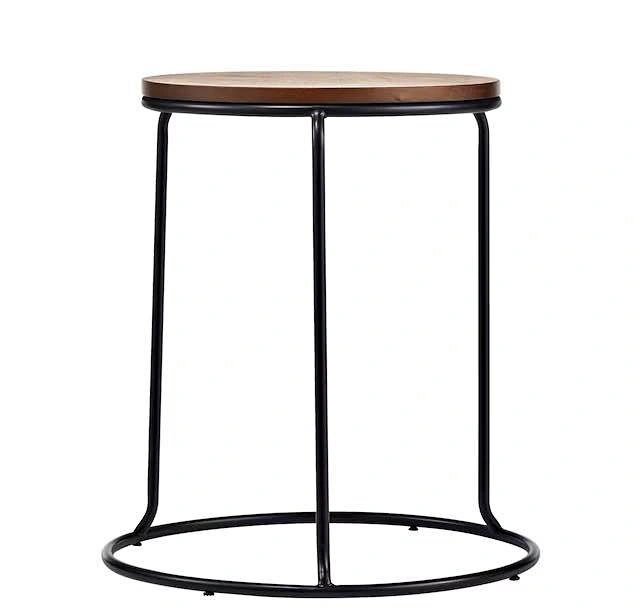 Round Solid Wood Top Stacking End/Side Accent Table With Metal B