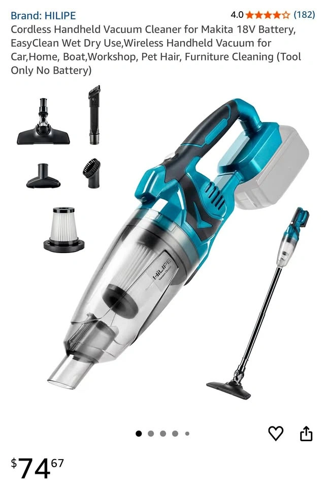 NEW HILIPE Cordless Handheld Wet Dry Vacuum Makita 18V Compatibl