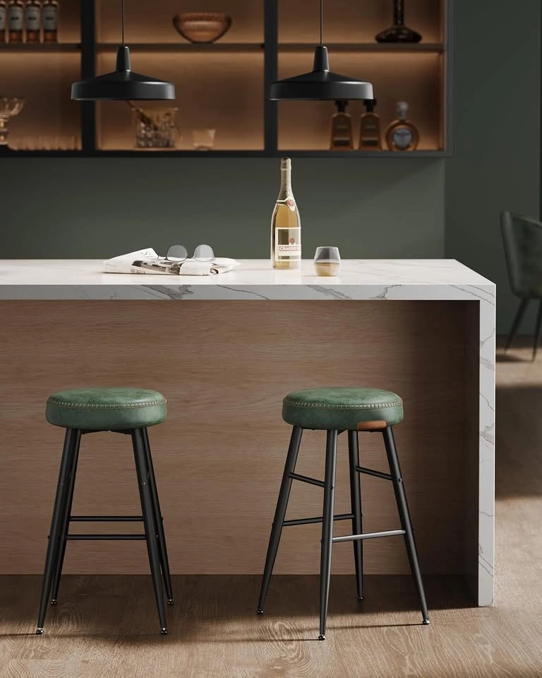 Set of 2 Bar Stools - Synthetic Leather - photo 2